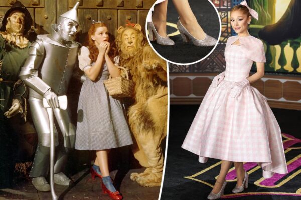 Ariana Grande se viste de Dorothy con zapatillas de cristal en el estreno de “Wicked” en Los Ángeles