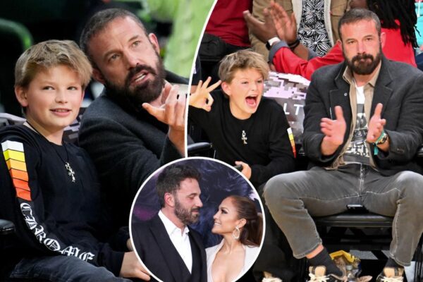 Ben Affleck y su hijo Samuel animan a los Lakers desde la cancha