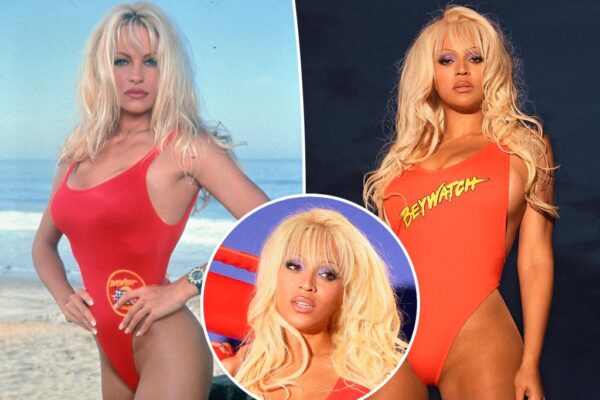 Beyoncé se transforma en Pamela Anderson con el épico disfraz de Halloween ‘Beywatch