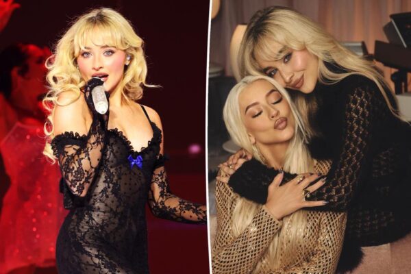 Christina Aguilera actúa con Sabrina Carpenter en un concierto en Los Ángeles