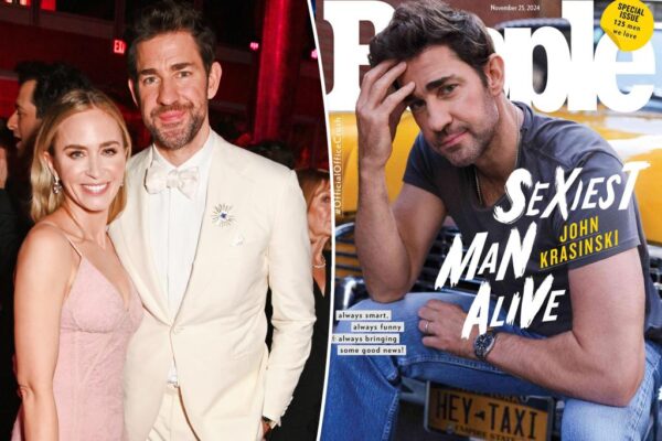 Emily Blunt quiere que la portada de ‘El hombre más sexy del mundo’ de John Krasinski se convierta en papel pintado para su casa