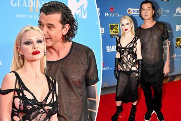 Gavin Rossdale y su novia Xhoana Xheneti hacen una rara aparición en la alfombra roja de los MTV EMAs