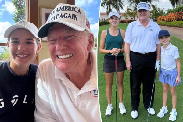 Kai Trump, de 17 años, juega al golf con su abuelo Donald Trump tras las elecciones presidenciales de 2024