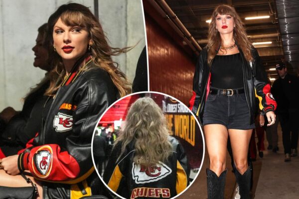 Taylor Swift llega al partido de los Chiefs contra los Buccaneers con una chaqueta del equipo universitario y botas vaqueras