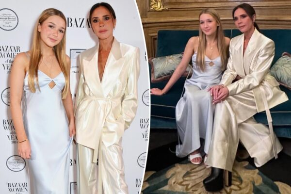 Victoria y Harper Beckham coinciden con looks de seda en los Premios Harper’s Bazaar Mujer del Año 2024